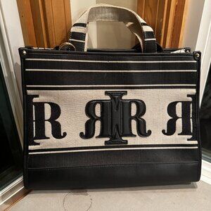River Island Large Monogram Canvas Shopper – Black